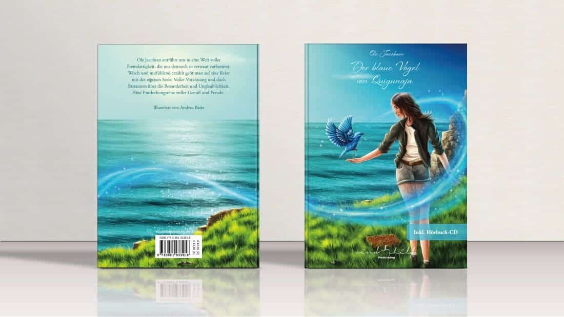 Illustration, book cover, book illustration - The Blue Bird by Quigunaja, illustrator Andrea Baitz, Eckernförde (Schleswig-Holstein), Kiel area, Rendsburg, Flensburg, Hamburg